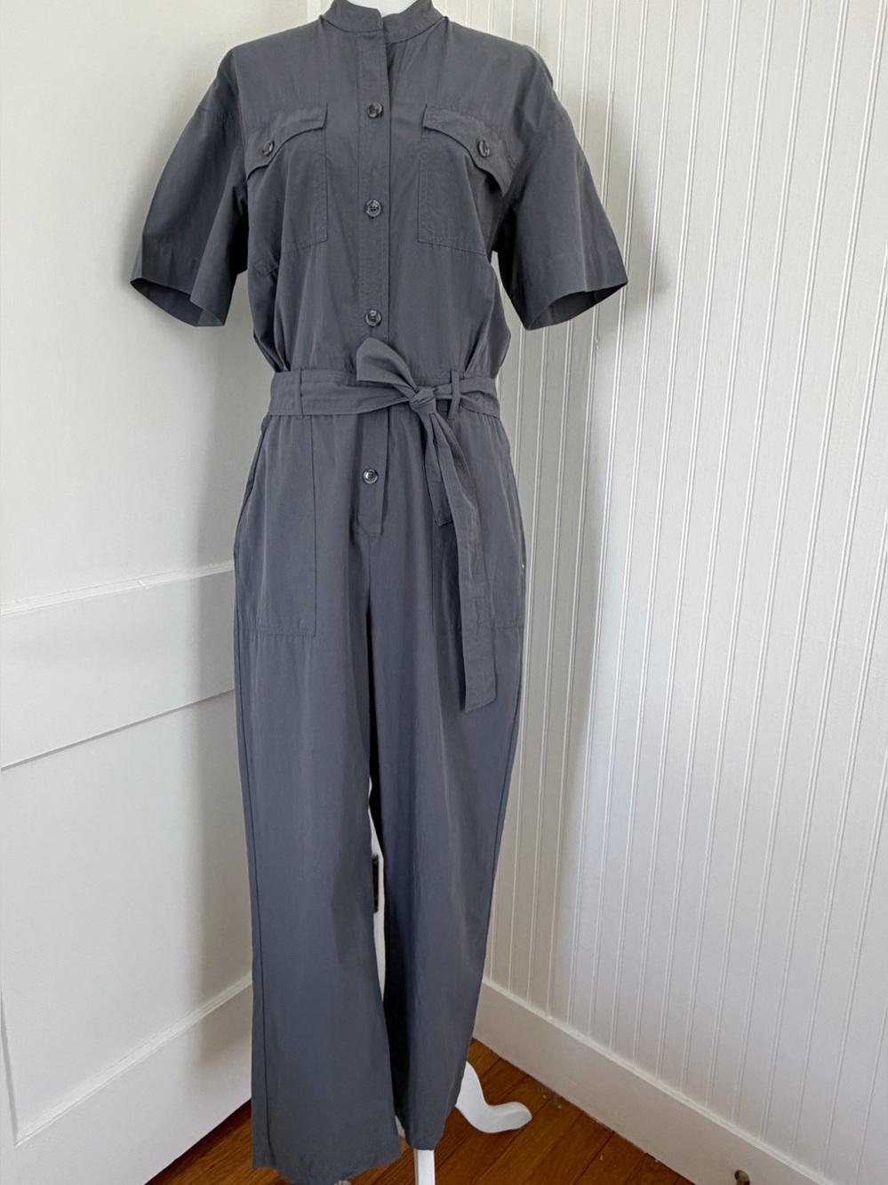 ottod’Ame Poplin Jumpsuit with Sash in Graphite